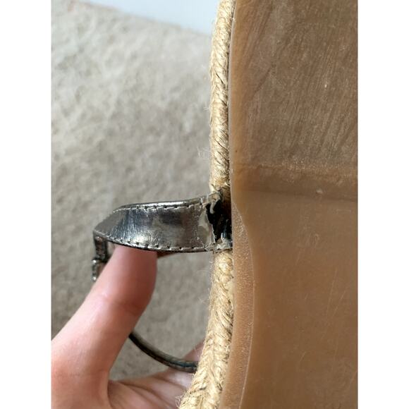 Tory Burch Adjustable Silver Jute Strappy Sandals Size 8 - Picture 6 of 7